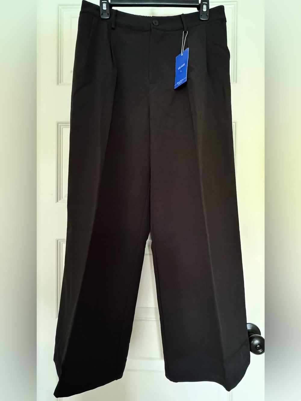 CHOUYATOU Black Pleated Wide Leg Dress Pants Size Large NWT